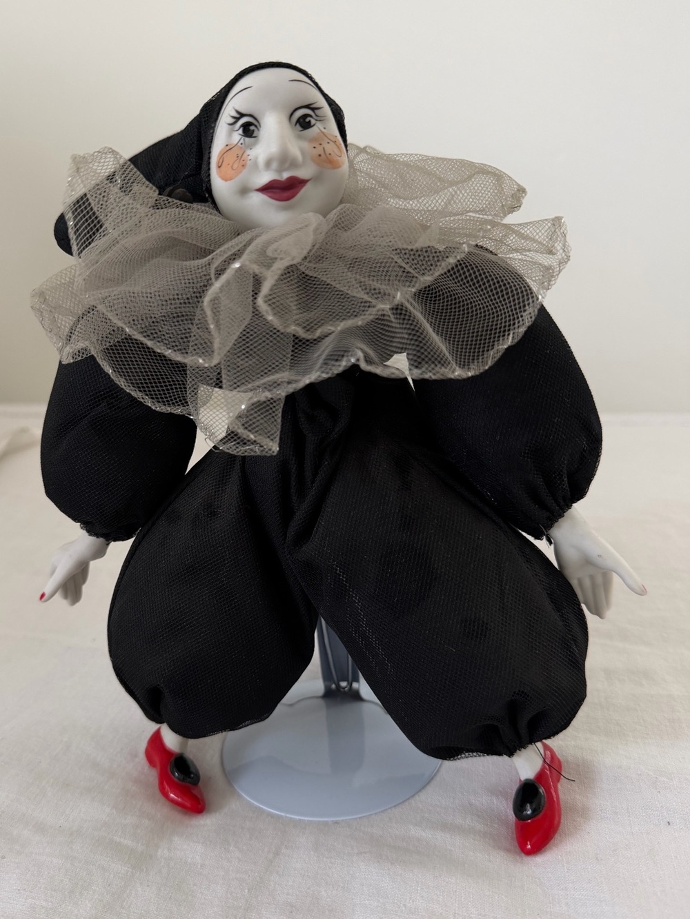 Vintage Black Pierrot Mime Clown Doll